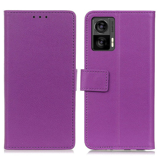 For Motorola Edge 30 Neo 5G Anti-scratch PU Leather Phone Case Anti-shock Folio Flip Protective Cover Wallet Stand - Purple