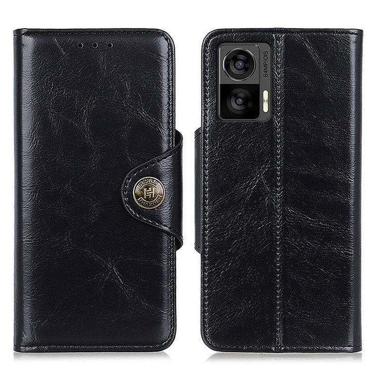 For Motorola Edge 30 Neo 5G Shockproof Folio Flip Wallet Stand Phone Case Magnetic Clasp PU Leather + TPU Protective Phone Cover - Black