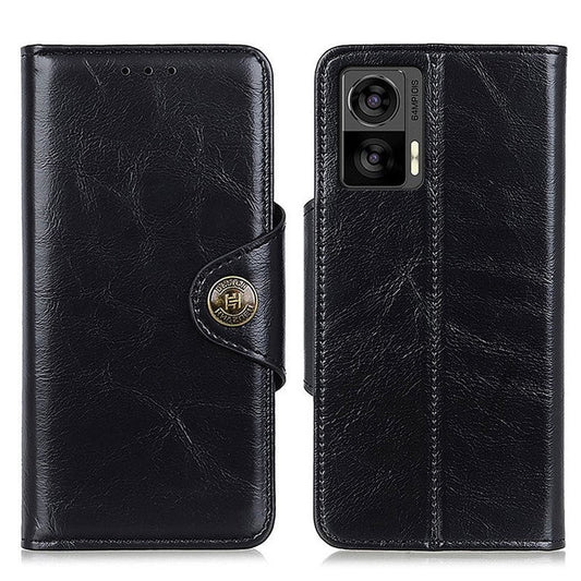 For Motorola Edge 30 Neo 5G Shockproof Folio Flip Wallet Stand Phone Case Magnetic Clasp PU Leather + TPU Protective Phone Cover - Black