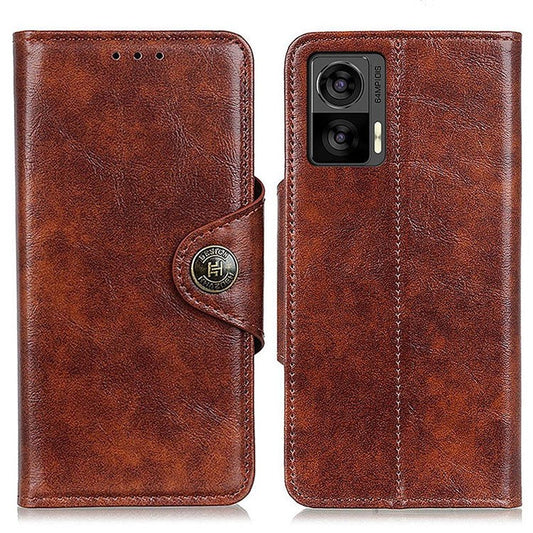 For Motorola Edge 30 Neo 5G Shockproof Folio Flip Wallet Stand Phone Case Magnetic Clasp PU Leather + TPU Protective Phone Cover - Brown