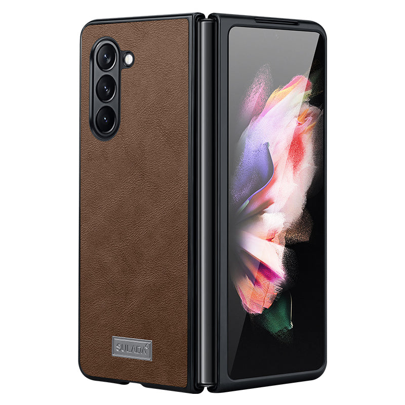 SULADA For Samsung Galaxy Z Flip6 5G Case PU Leather+TPU+PC Back Phone Cover - Brown