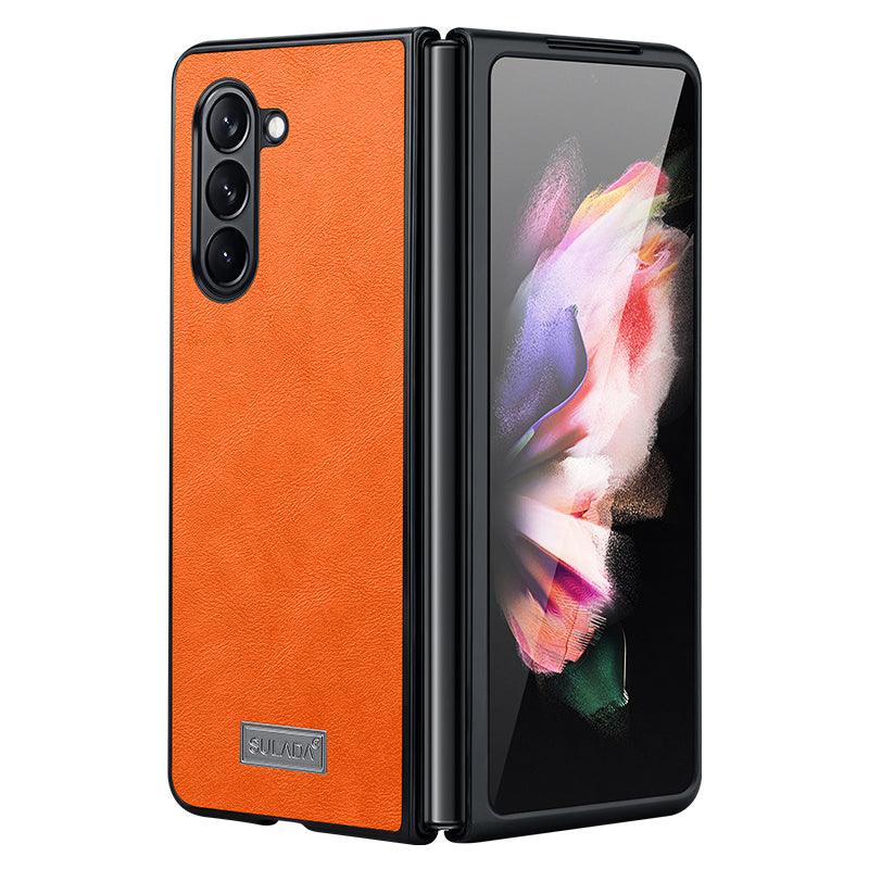 SULADA For Samsung Galaxy Z Flip6 5G Case PU Leather+TPU+PC Back Phone Cover - Orange