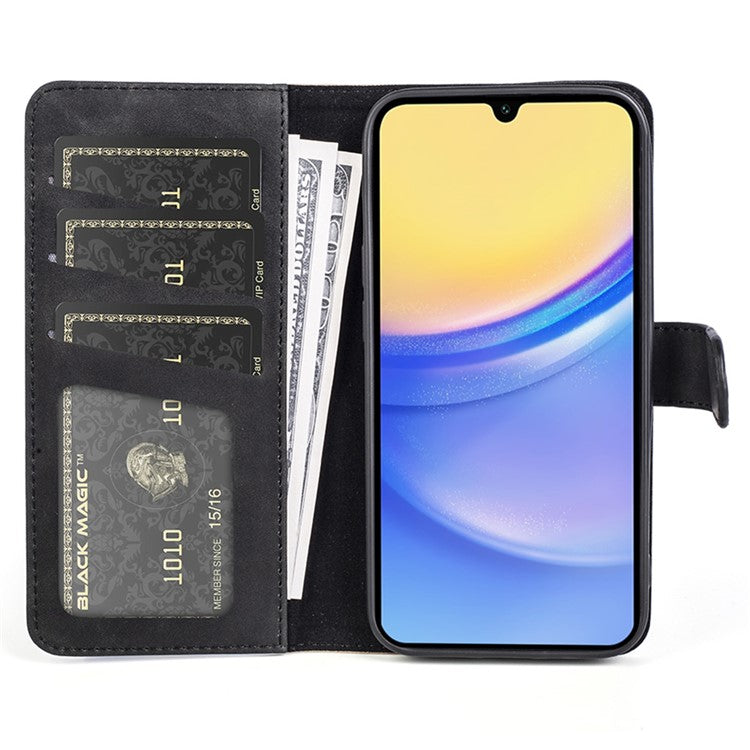 For Samsung Galaxy M15 5G Case Dual Color Splicing Phone Leather Cover - Black