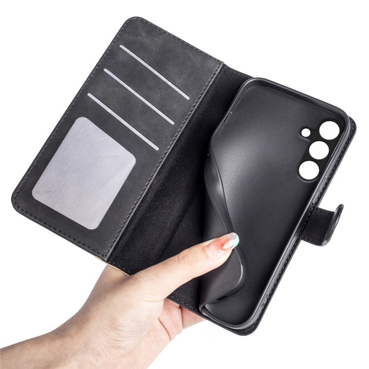 For Samsung Galaxy M15 5G Case Dual Color Splicing Phone Leather Cover - Black