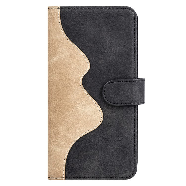 For Samsung Galaxy M15 5G Case Dual Color Splicing Phone Leather Cover - Black