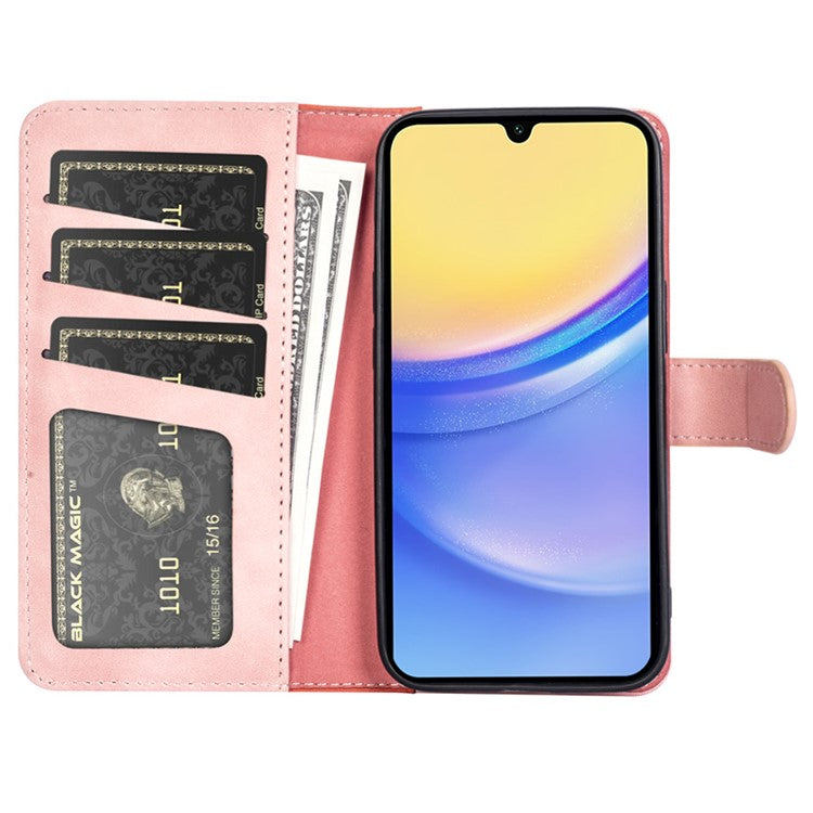 For Samsung Galaxy M15 5G Case Dual Color Splicing Phone Leather Cover - Pink