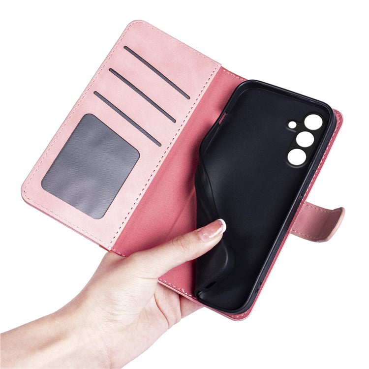 For Samsung Galaxy M15 5G Case Dual Color Splicing Phone Leather Cover - Pink