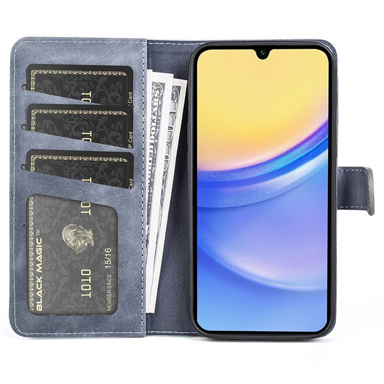 For Samsung Galaxy M15 5G Case Dual Color Splicing Phone Leather Cover - Blue