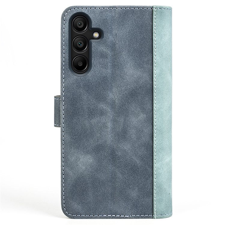 For Samsung Galaxy M15 5G Case Dual Color Splicing Phone Leather Cover - Blue
