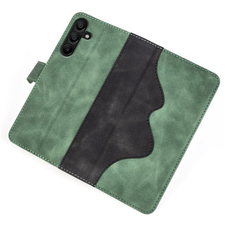 For Samsung Galaxy M15 5G Case Dual Color Splicing Phone Leather Cover - Green