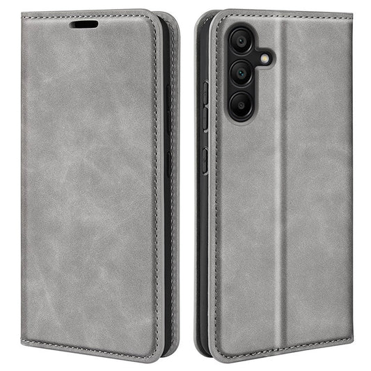 For Samsung Galaxy M15 5G Case Skin Feel Anti-Scratch Leather Wallet Phone Cover - Grey