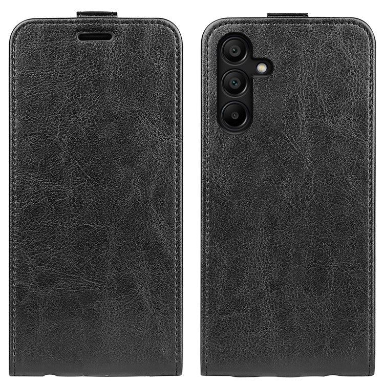 For Samsung Galaxy M15 5G Case Vertical Flip Card Slots Leather Phone Cover - Black