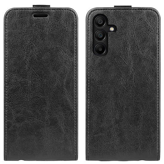 For Samsung Galaxy M15 5G Case Vertical Flip Card Slots Leather Phone Cover - Black