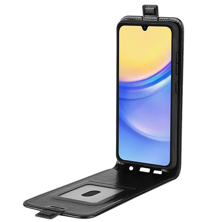 For Samsung Galaxy M15 5G Case Vertical Flip Card Slots Leather Phone Cover - Black