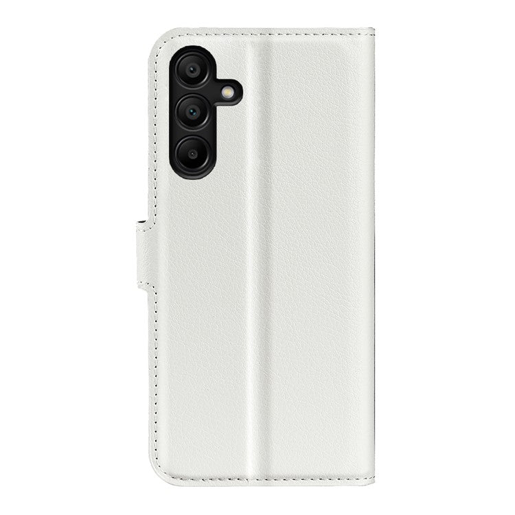 For Samsung Galaxy M15 5G Case Litchi Texture Leather Phone Cover Card Slot Magnetic Clasp - White
