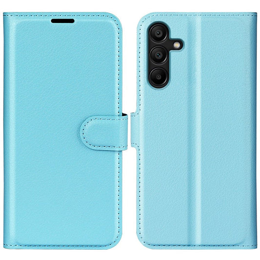 For Samsung Galaxy M15 5G Case Litchi Texture Leather Phone Cover Card Slot Magnetic Clasp - Blue