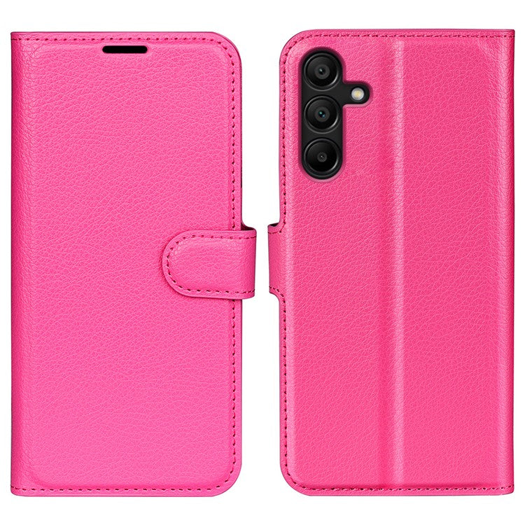 For Samsung Galaxy M15 5G Case Litchi Texture Leather Phone Cover Card Slot Magnetic Clasp - Rose