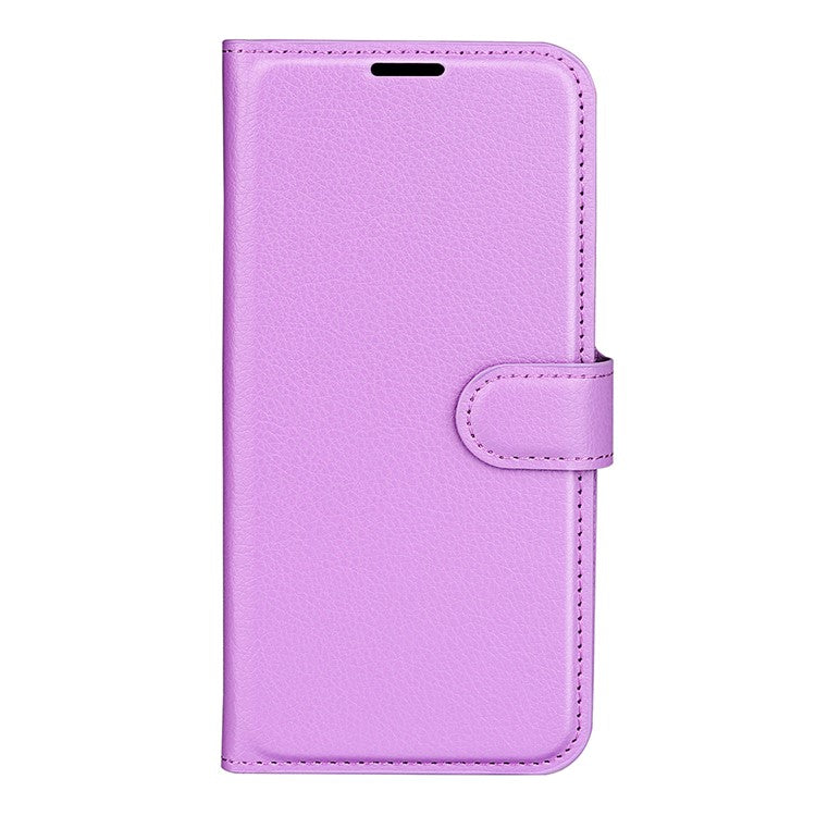 For Samsung Galaxy M15 5G Case Litchi Texture Leather Phone Cover Card Slot Magnetic Clasp - Purple