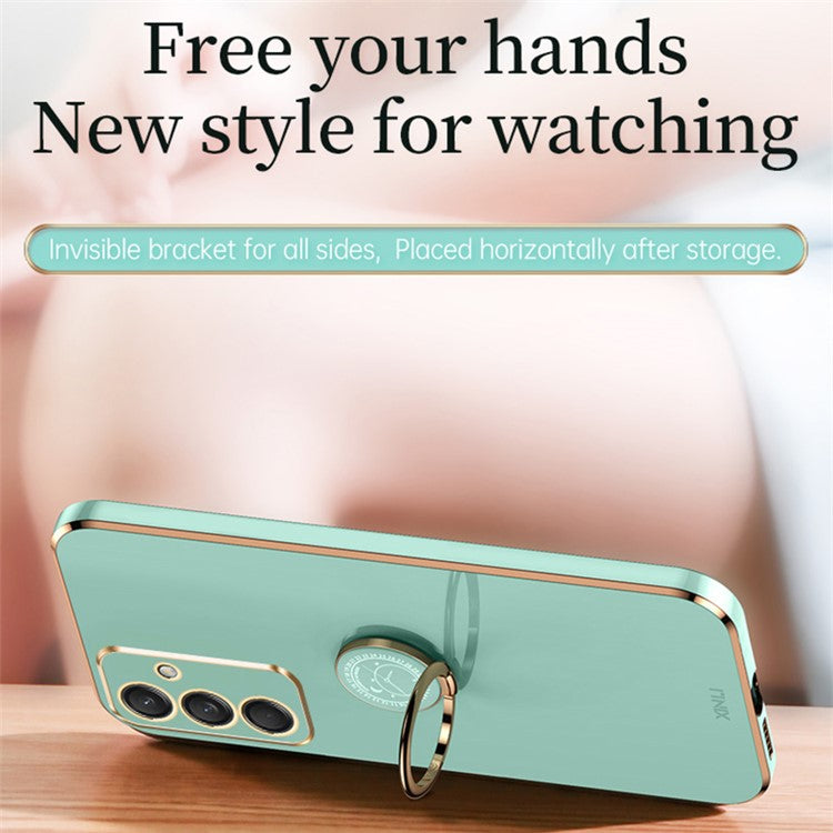 XINLI For Samsung Galaxy M55 5G / C55 5G / F55 5G Case Ring Kickstand TPU Phone Cover - Cyan