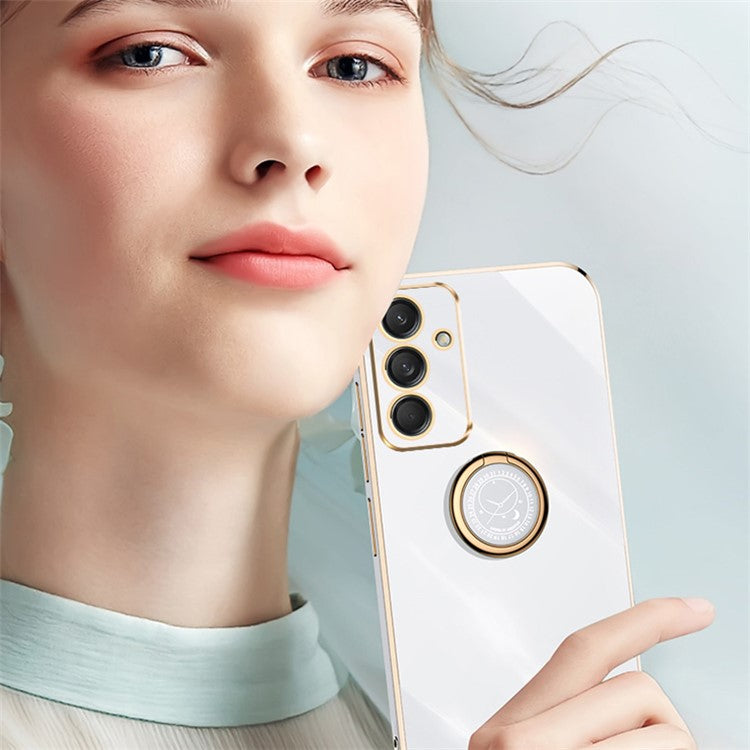 XINLI For Samsung Galaxy M55 5G / C55 5G / F55 5G Case Ring Kickstand TPU Phone Cover - White