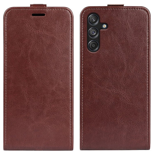 For Samsung Galaxy M55 5G / C55 5G / F55 5G Case Vertical Flip Card Slots Leather Phone Cover - Brown