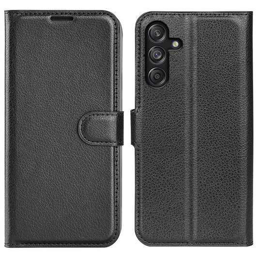 For Samsung Galaxy M55 5G / C55 5G / F55 5G Case Litchi Texture Card Slot Leather Phone Cover with Wallet - Black