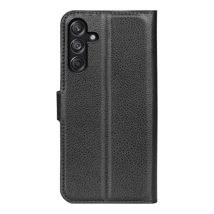 For Samsung Galaxy M55 5G / C55 5G / F55 5G Case Litchi Texture Card Slot Leather Phone Cover with Wallet - Black