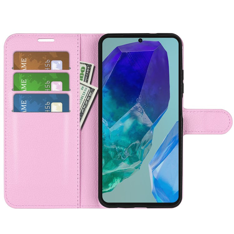 For Samsung Galaxy M55 5G / C55 5G / F55 5G Case Litchi Texture Card Slot Leather Phone Cover with Wallet - Pink