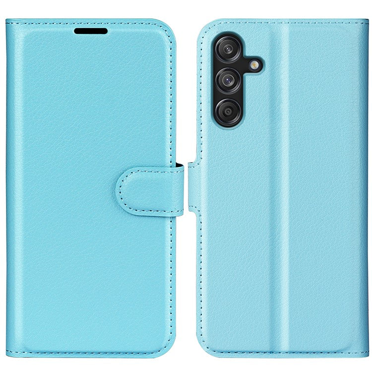 For Samsung Galaxy M55 5G / C55 5G / F55 5G Case Litchi Texture Card Slot Leather Phone Cover with Wallet - Blue