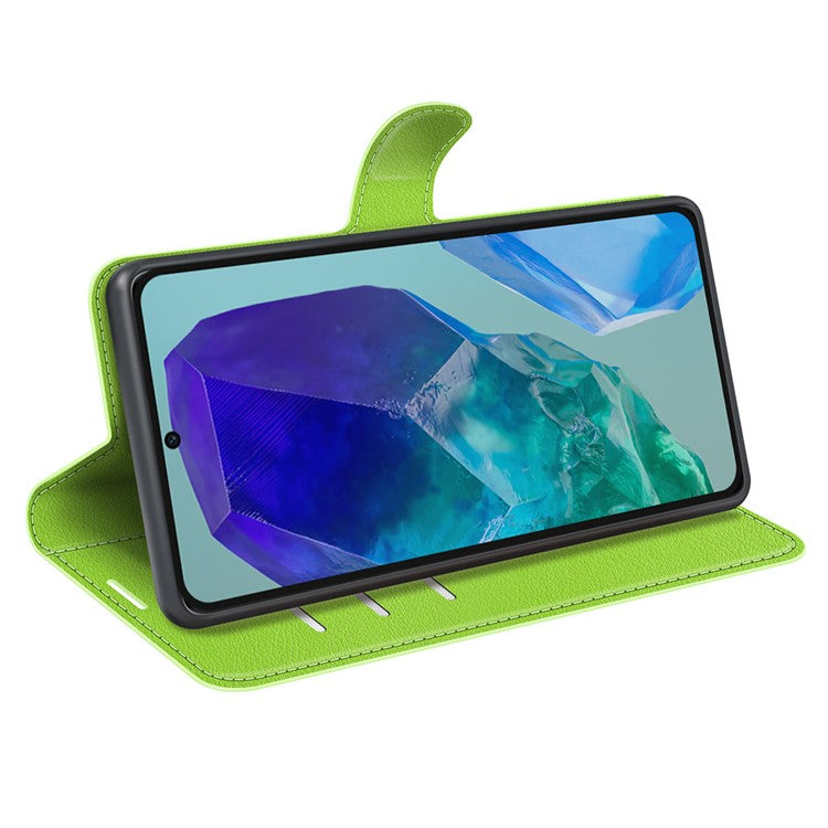 For Samsung Galaxy M55 5G / C55 5G / F55 5G Case Litchi Texture Card Slot Leather Phone Cover with Wallet - Green