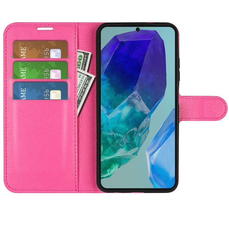 For Samsung Galaxy M55 5G / C55 5G / F55 5G Case Litchi Texture Card Slot Leather Phone Cover with Wallet - Rose