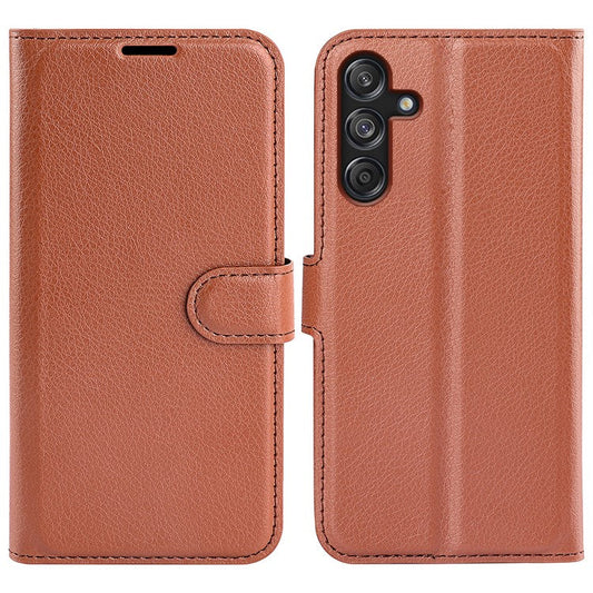 For Samsung Galaxy M55 5G / C55 5G / F55 5G Case Litchi Texture Card Slot Leather Phone Cover with Wallet - Brown