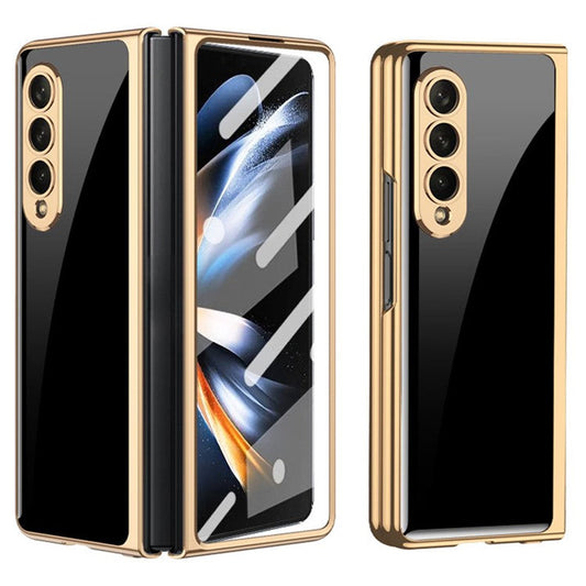 GKK For Samsung Galaxy Z Fold4 5G Electroplating Tempered Glass + PC Folding Phone Case with Tempered Glass Screen Film - Black