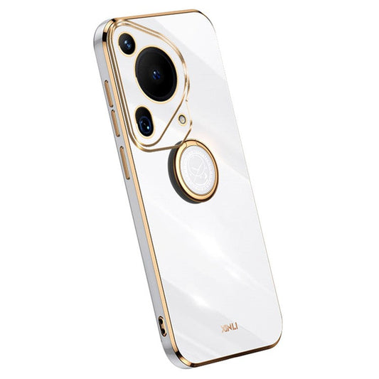 XINLI For Huawei Pura 70 Ultra Case Kickstand Electroplating TPU Phone Cover - White