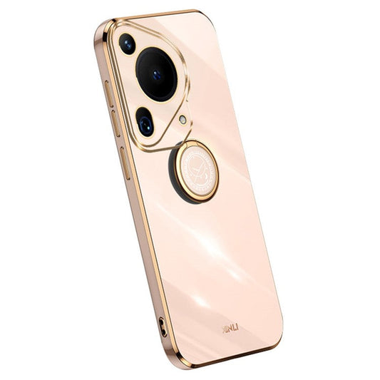 XINLI For Huawei Pura 70 Ultra Case Kickstand Electroplating TPU Phone Cover - Pink