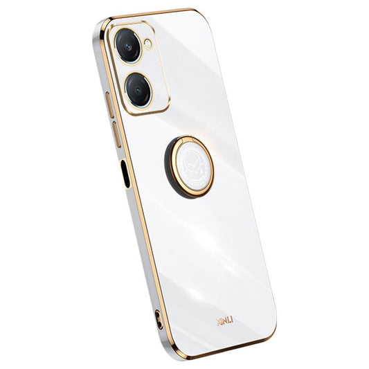 XINLI For vivo Y18 4G Case Electroplating Kickstand TPU Protective Phone Cover - White