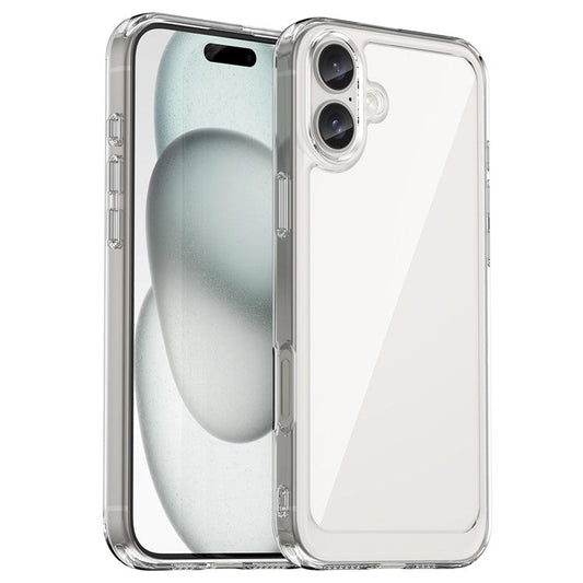 For iPhone 16 Plus Case TPU Frame Clear Acrylic Back Phone Cover - Transparent