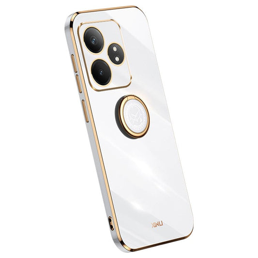 XINLI For Realme GT Neo6 5G Case Soft TPU Kickstand Electroplating Phone Cover - White