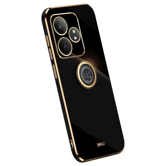 XINLI For Realme GT Neo6 5G Case Soft TPU Kickstand Electroplating Phone Cover - Black
