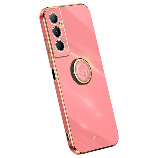 XINLI For Realme C65 4G Case Ring Holder Kickstand Electroplating TPU Phone Cover - Red