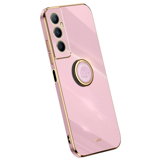 XINLI For Realme C65 4G Case Ring Holder Kickstand Electroplating TPU Phone Cover - Purple