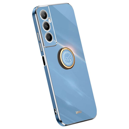 XINLI For Realme C65 4G Case Ring Holder Kickstand Electroplating TPU Phone Cover - Blue