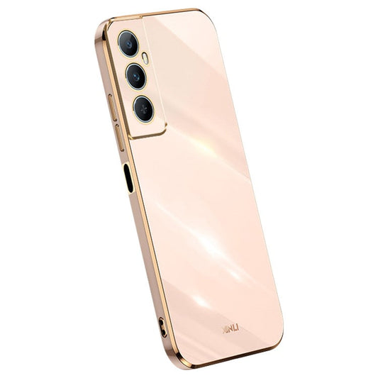 XINLI For Realme C65 4G Case Protective TPU Cell Phone Cover with Electroplating Frame - Pink