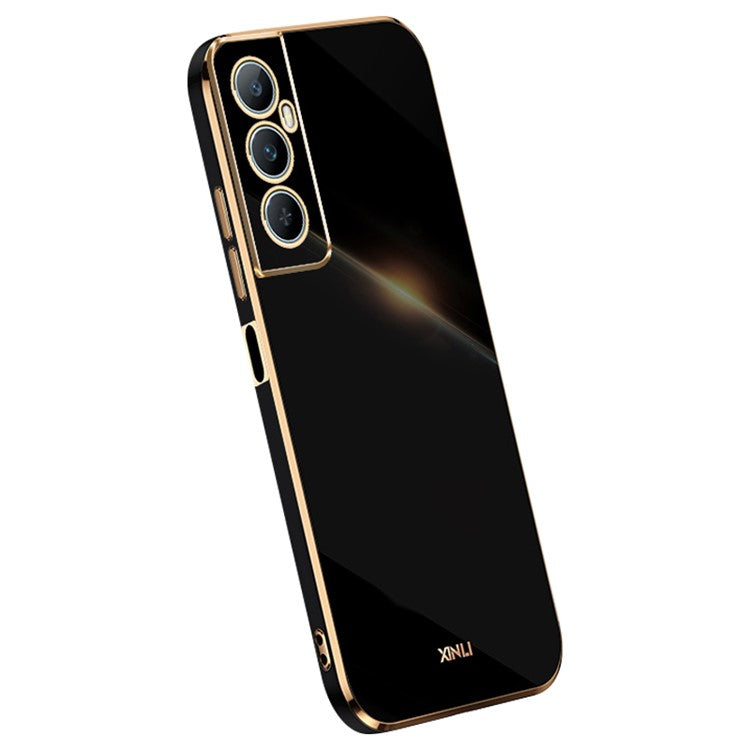 XINLI For Realme C65 4G Case Protective TPU Cell Phone Cover with Electroplating Frame - Black