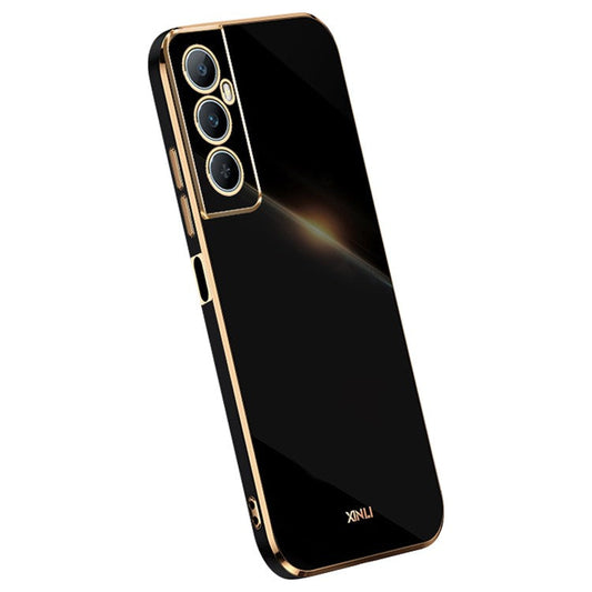 XINLI For Realme C65 4G Case Protective TPU Cell Phone Cover with Electroplating Frame - Black