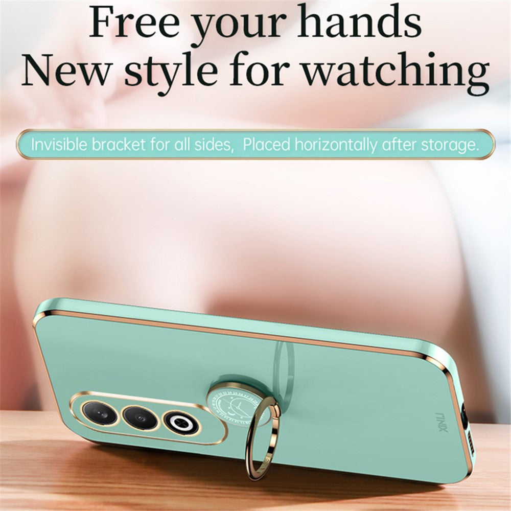 XINLI For Oppo K12 Case TPU Phone Cover Rotatable Ring Holder - Cyan