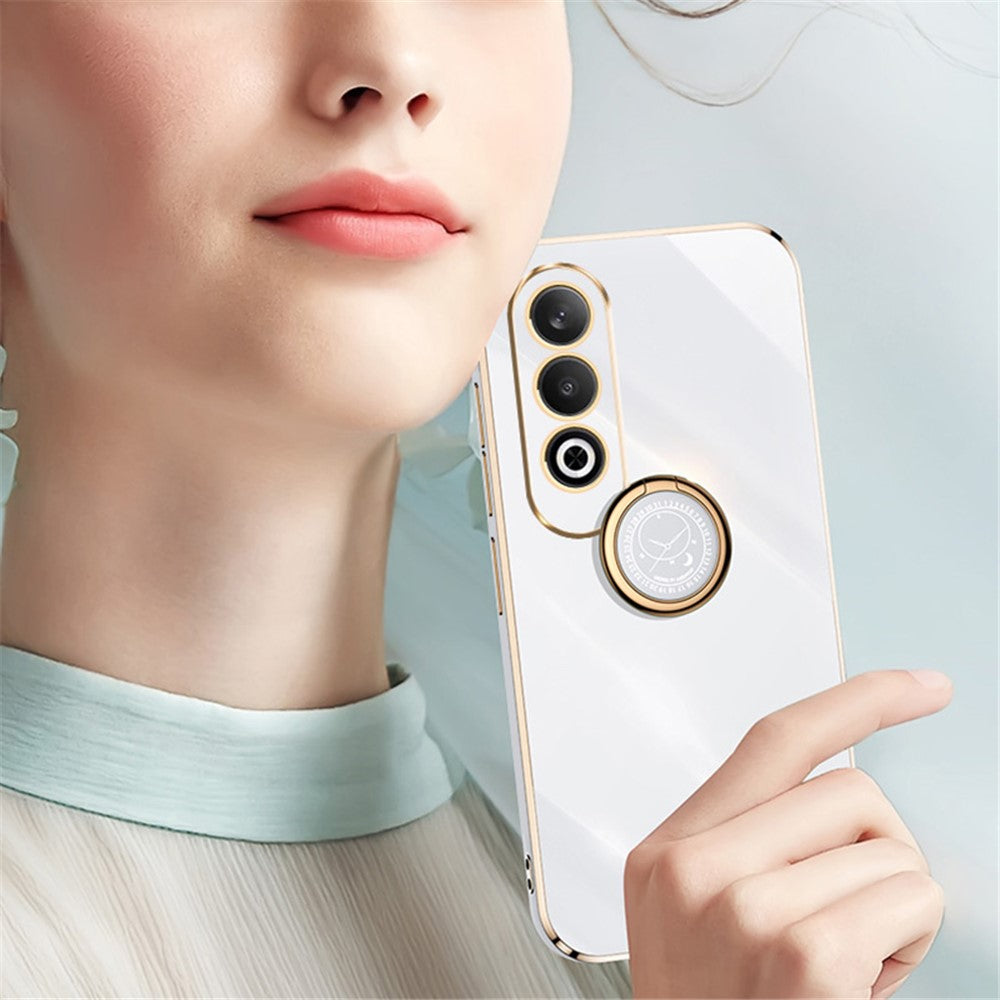 XINLI For Oppo K12 Case TPU Phone Cover Rotatable Ring Holder - Cyan