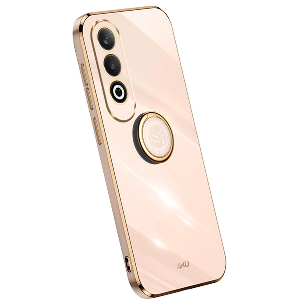 XINLI For Oppo K12 Case TPU Phone Cover Rotatable Ring Holder - Pink