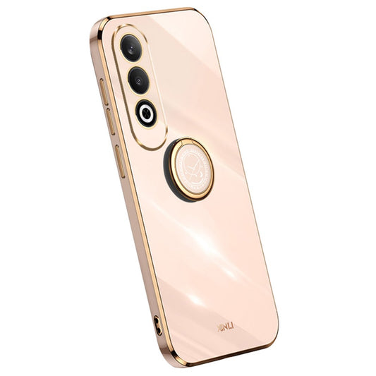 XINLI For Oppo K12 Case TPU Phone Cover Rotatable Ring Holder - Pink