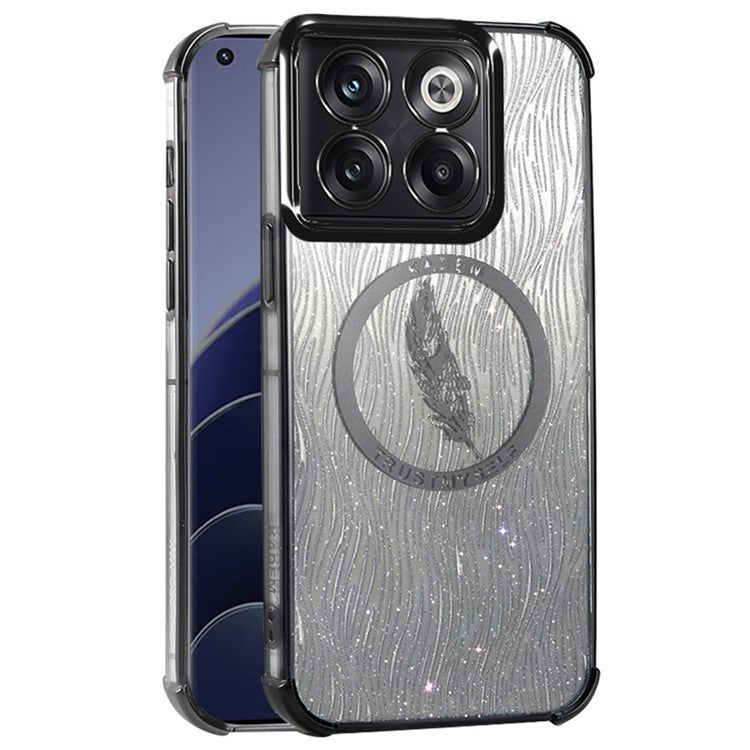 KADEM For OnePlus 10T 5G / Ace Pro 5G Case Glitter Sparkly TPU Phone Cover Corner Airbag Fall Protection - Black